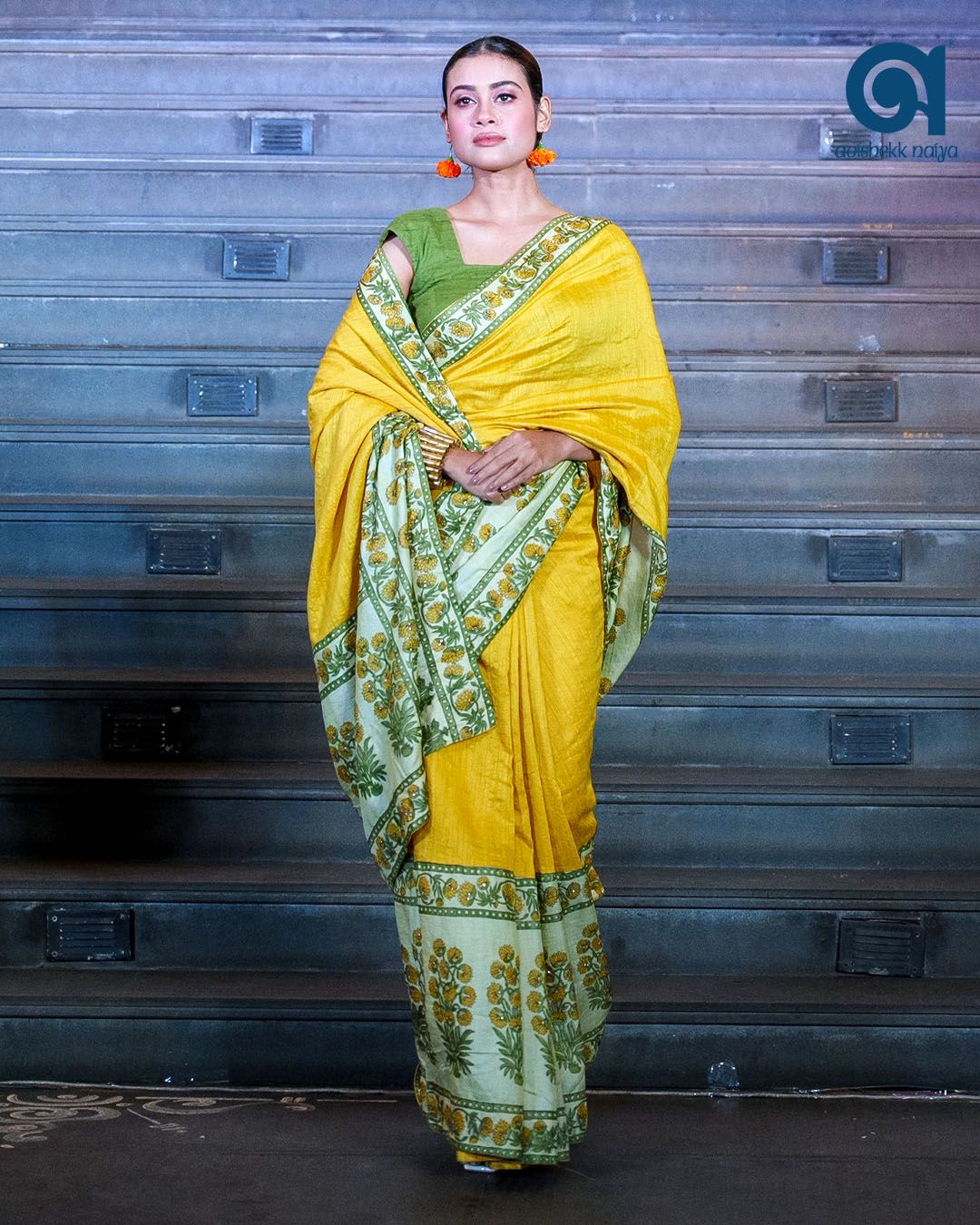 Embroidered Matka Silk Saree.